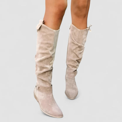 Nora | Women’s Leather Knee-High Boots with Heels