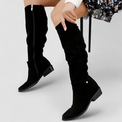 Nora | Women’s Leather Knee-High Boots with Heels