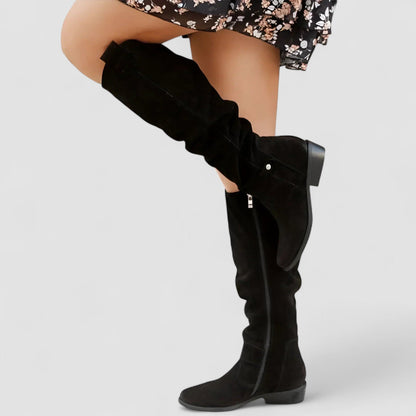 Nora | Women’s Leather Knee-High Boots with Heels