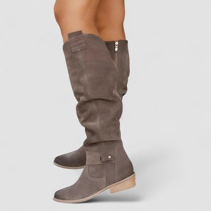 Nora | Women’s Leather Knee-High Boots with Heels