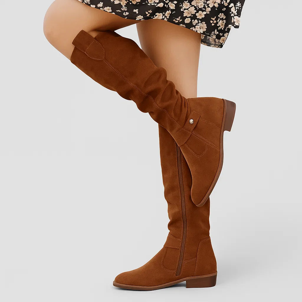 Nora | Women’s Leather Knee-High Boots with Heels